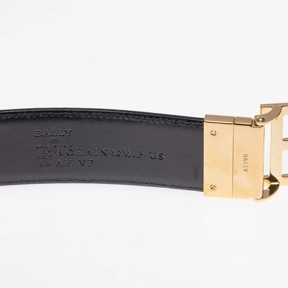 Bally Men Mirror Double B Buckle Snakeskin Leather Belt Red/Black One Size 120 - Picture 4 of 5